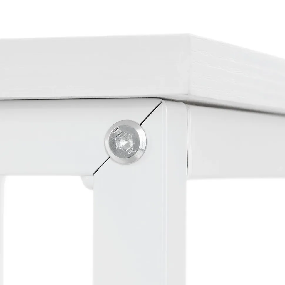 Bureau d'ordinateur moderne, blanc, non pliable