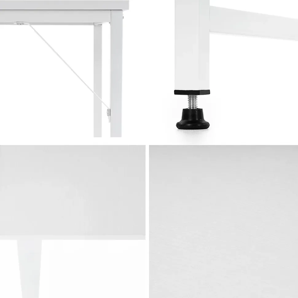 Bureau d'ordinateur moderne, blanc, non pliable