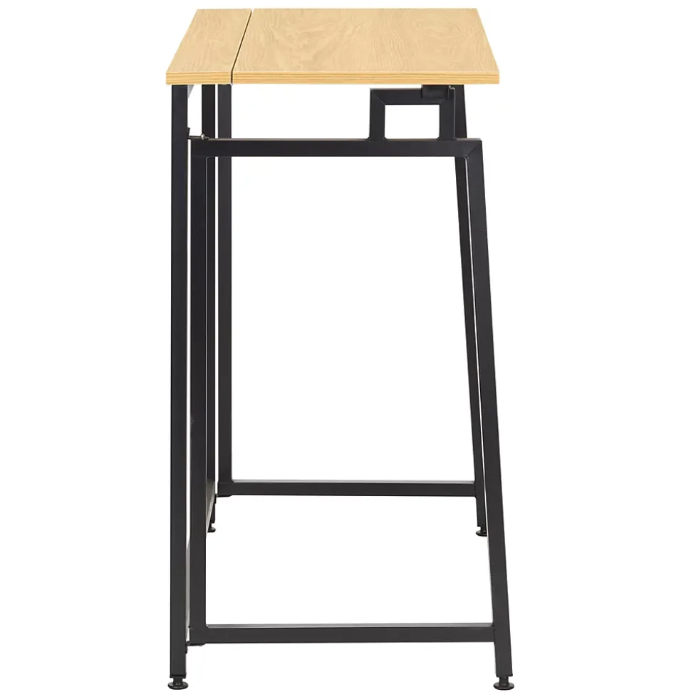 Bureau d'ordinateur pliable 80 cm table de travail compacte aspect bois brun clair