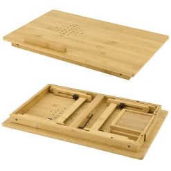 Bureau d'ordinateur portable Trysil Réglable Pliable Naturel en.casa