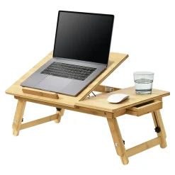 Bureau d'ordinateur portable Trysil Réglable Pliable Naturel en.casa