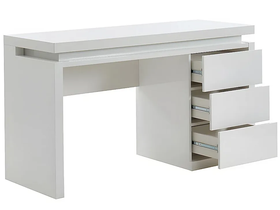 Bureau EMERSON - 3 tiroirs - MDF laqué blanc - LEDs