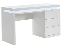 Bureau EMERSON - 3 tiroirs - MDF laqué blanc - LEDs