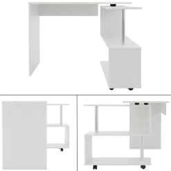 Bureau en angle blanc table de travail pivotant bureau informatique pour PC