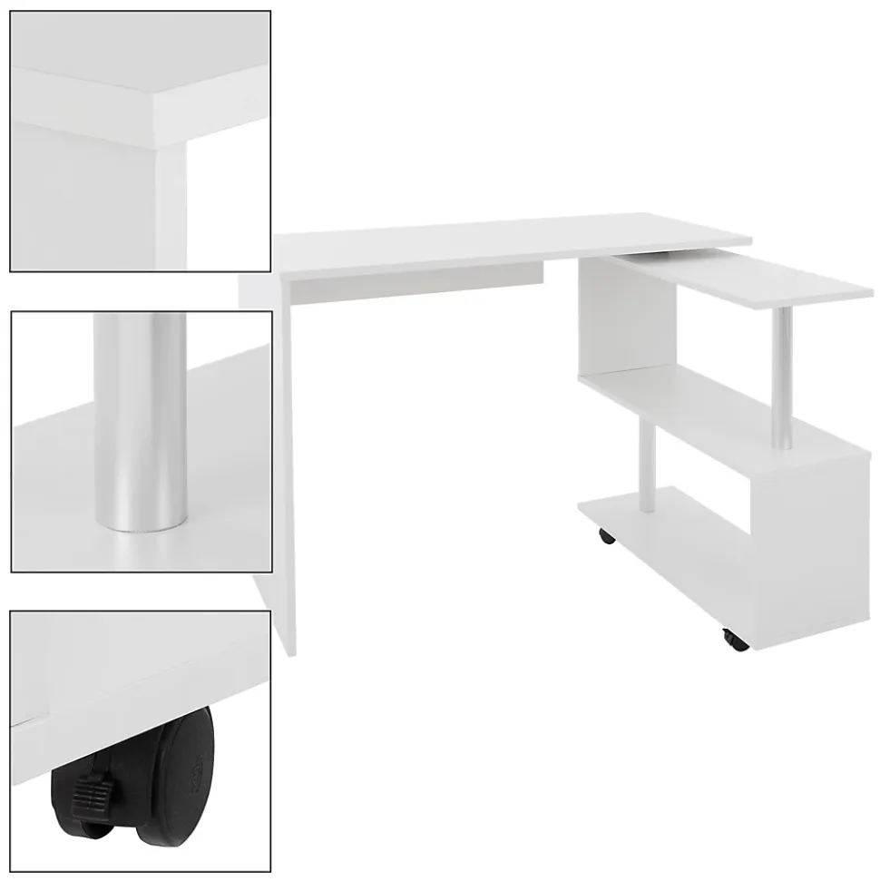 Bureau en angle blanc table de travail pivotant bureau informatique pour PC