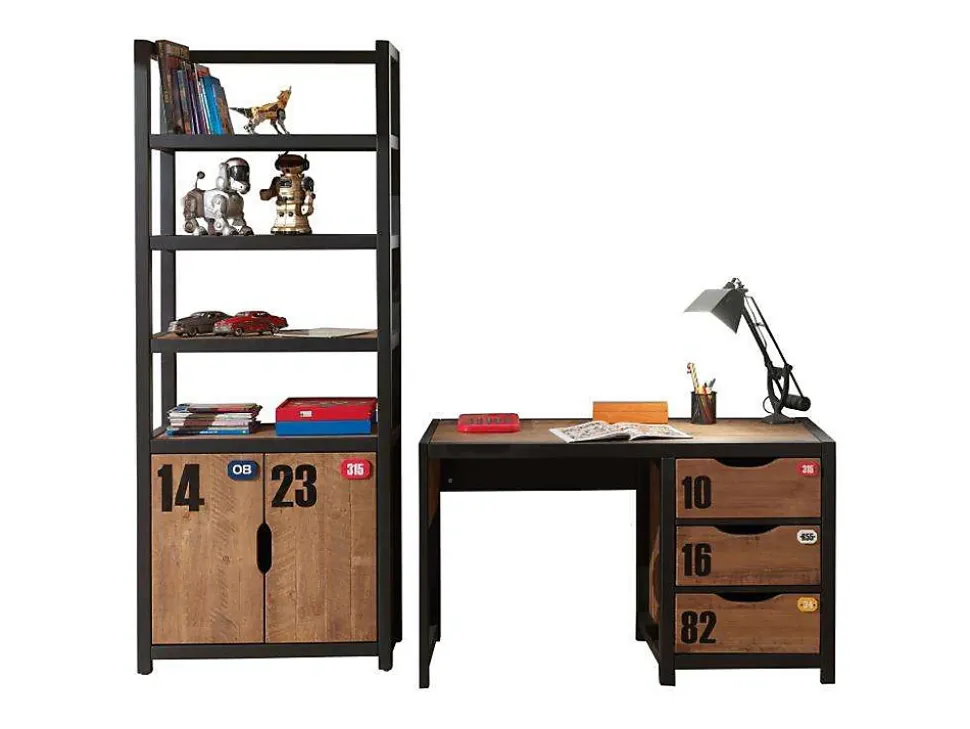 Bureau Enfant "Alex" 130cm Marron & Noir