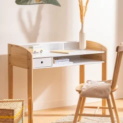 Bureau enfant primaire L100cm blanc en bois - Atmosphera