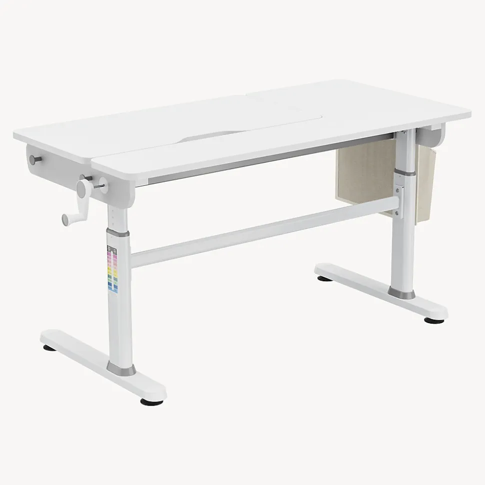Bureau enfant réglable en hauteur Kuosa 120 x 60 cm gris blanc en.casa