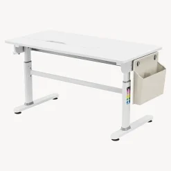 Bureau enfant réglable en hauteur Kuosa 120 x 60 cm gris blanc en.casa