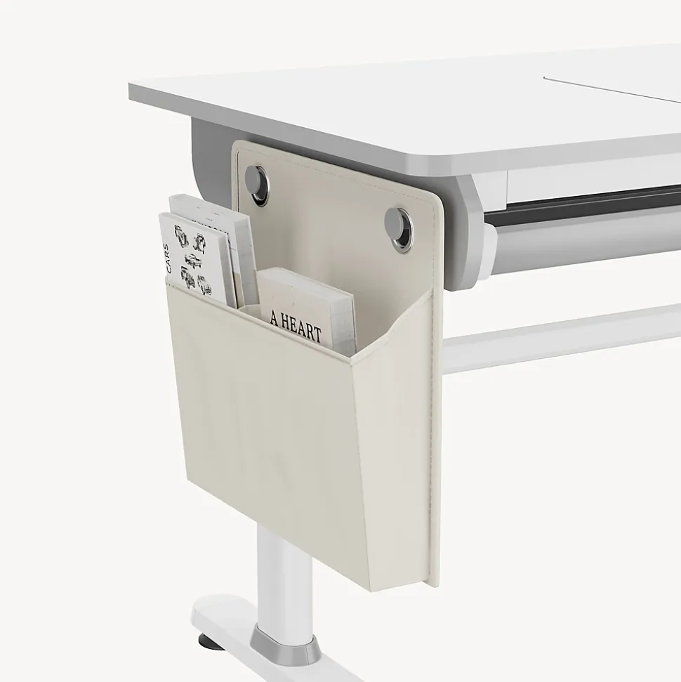 Bureau enfant réglable en hauteur Kuosa 120 x 60 cm gris blanc en.casa