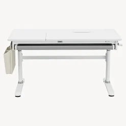 Bureau enfant réglable en hauteur Kuosa 120 x 60 cm gris blanc en.casa