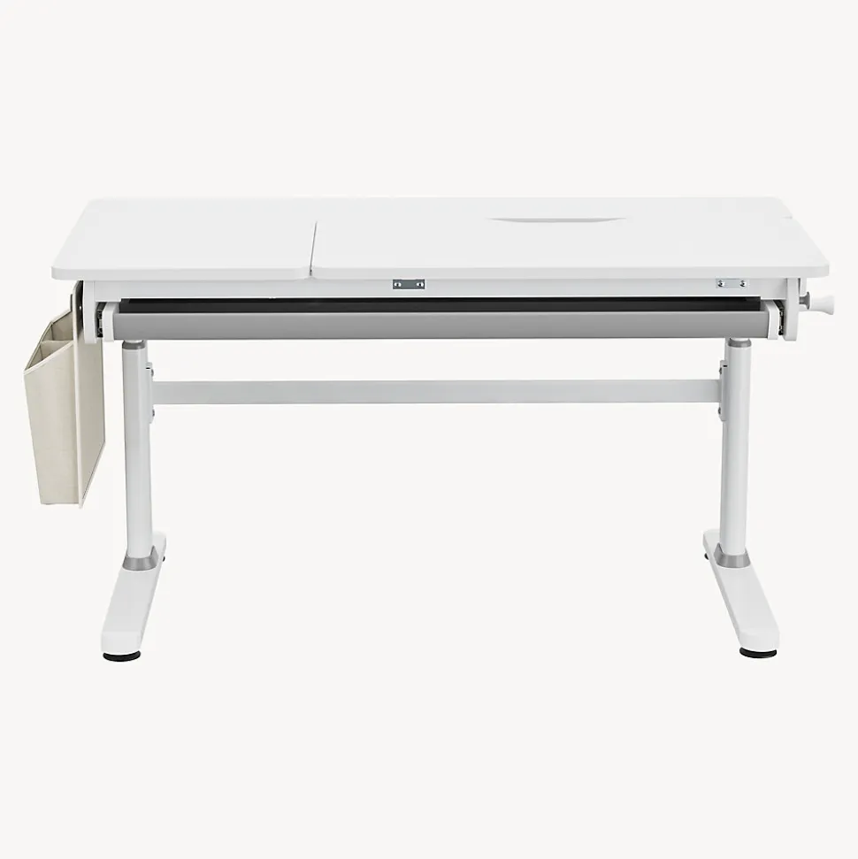 Bureau enfant réglable en hauteur Kuosa 120 x 60 cm gris blanc en.casa