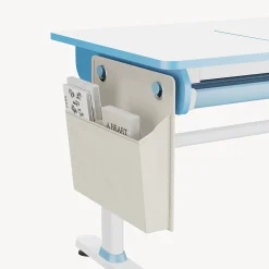 Bureau enfant réglable en hauteur Kuosa 120 x 60 cm bleu blanc en.casa