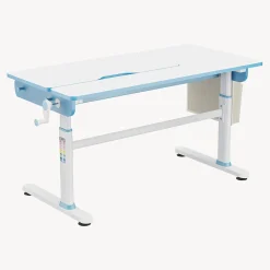 Bureau enfant réglable en hauteur Kuosa 120 x 60 cm bleu blanc en.casa