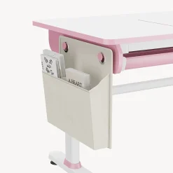 Bureau enfant réglable en hauteur Kuosa 120 x 60 cm rose blanc en.casa