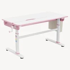 Bureau enfant réglable en hauteur Kuosa 120 x 60 cm rose blanc en.casa