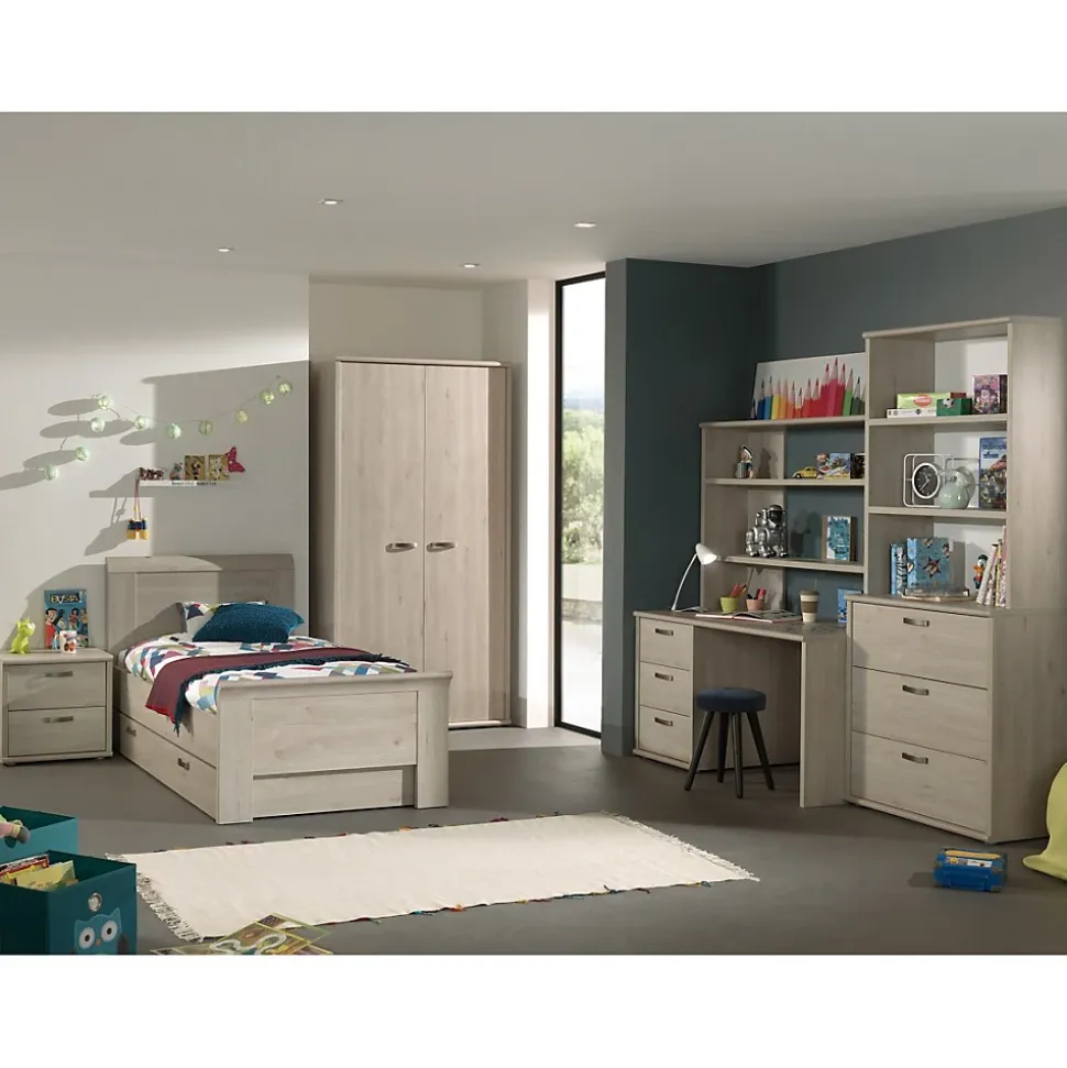 Bureau enfant robuste 3 tiroirs collection DANY coloris chene clair