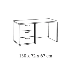 Bureau enfant robuste 3 tiroirs collection DANY coloris chene clair