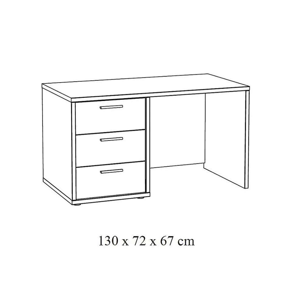 Bureau enfant robuste 3 tiroirs collection MATHEO coloris gris effet bois
