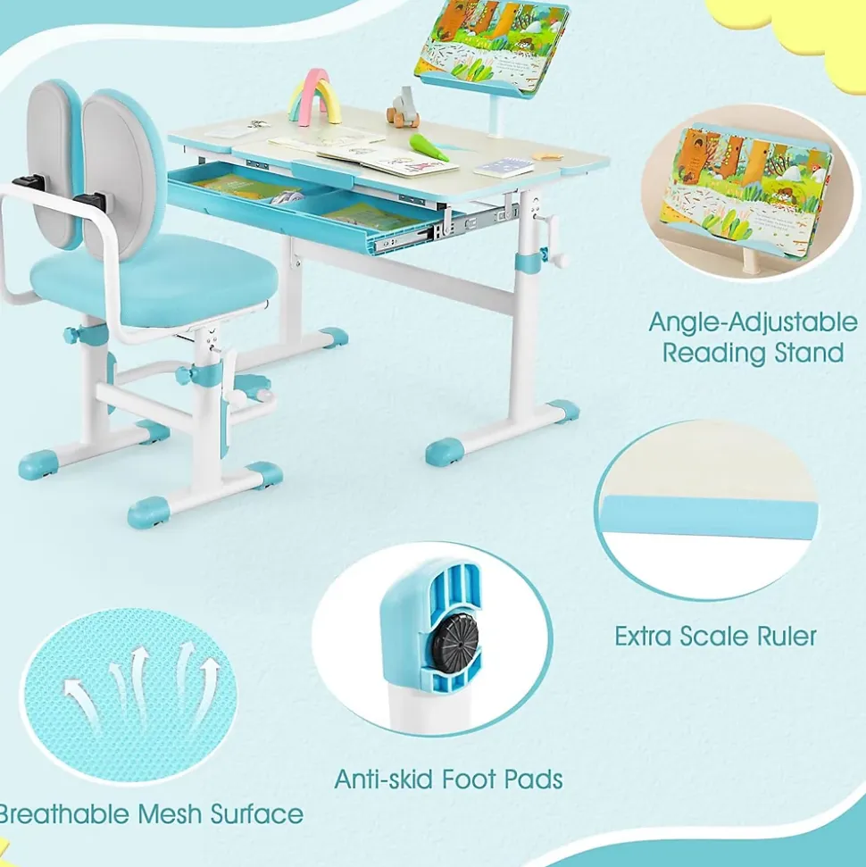 Bureau Enfants Charge 80KG Table Réglable en Hauteur