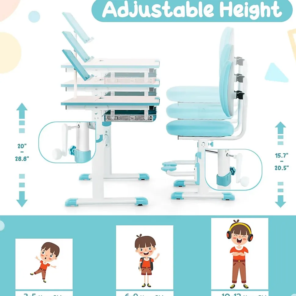 Bureau Enfants Charge 80KG Table Réglable en Hauteur