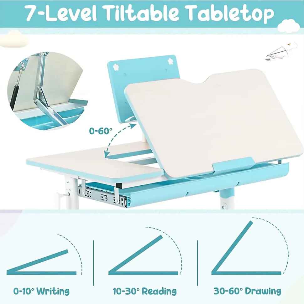 Bureau Enfants Charge 80KG Table Réglable en Hauteur