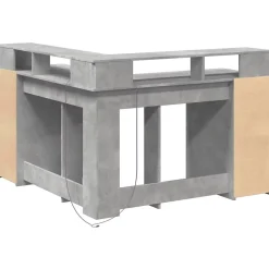 Bureau et lumières LED gris béton 130x130x91cm bois ingénierie vidaXL