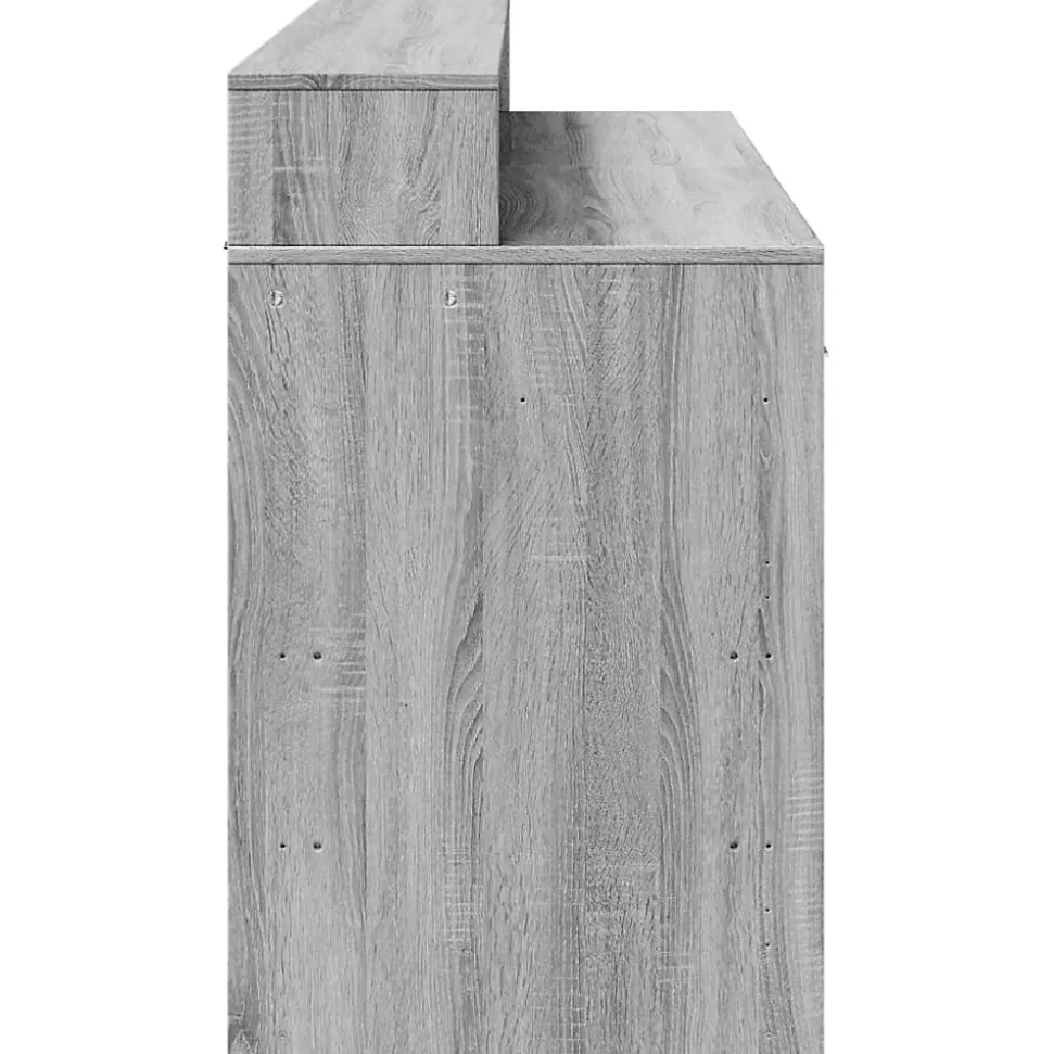 Bureau et lumières LED sonoma gris 140x55x91 cm bois ingénierie vidaXL