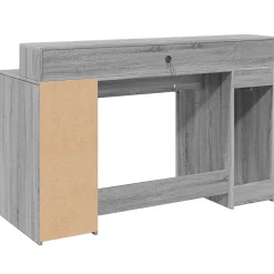 Bureau et lumières LED sonoma gris 140x55x91 cm bois ingénierie vidaXL