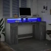 Bureau et lumières LED sonoma gris 160x55x91 cm bois ingénierie vidaXL