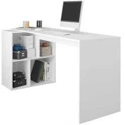 Bureau et Rayonnage Blanc 4 Niches OFFICE - L 160 x l 67.5 x H 78 cm