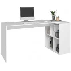 Bureau et Rayonnage Blanc 4 Niches OFFICE - L 160 x l 67.5 x H 78 cm