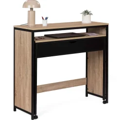 Bureau extensible 1 tiroir noir BOSTON design industriel