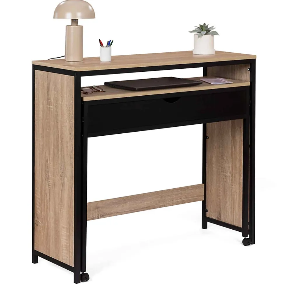 Bureau extensible 1 tiroir noir BOSTON design industriel