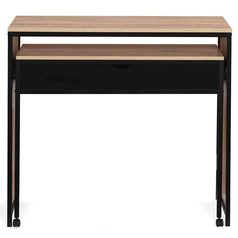 Bureau extensible 1 tiroir noir BOSTON design industriel