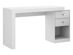 Bureau extensible 2 tiroirs et 1 niche - Coloris : Blanc - EVAN