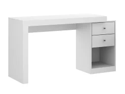 Bureau extensible 2 tiroirs et 1 niche - Coloris : Blanc - EVAN