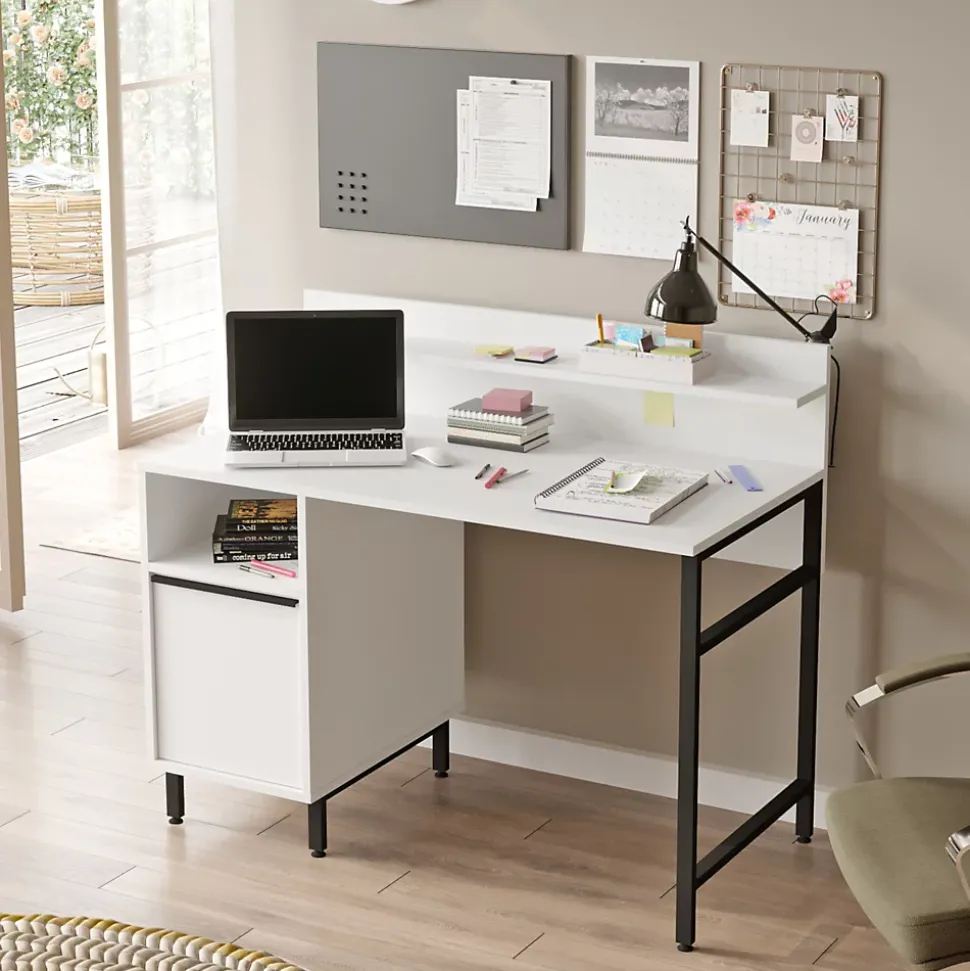 Bureau Fajaarire 120 x 60 x 100 cm blanc noir en.casa