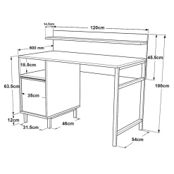 Bureau Fajaarire 120 x 60 x 100 cm blanc noir en.casa
