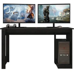 Bureau Gamer Noir Support UC L 136 H 75 P 54 cm - L 136 x l 54 x H 75 cm