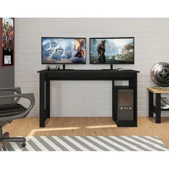 Bureau Gamer Noir Support UC L 136 H 75 P 54 cm - L 136 x l 54 x H 75 cm