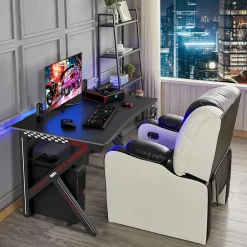 Bureau Gaming Bureau dOrdinateur Bureau Gaming Table de Jeu pour Gamer avec Porte Gobelet deau et Support de Manette de Jeu