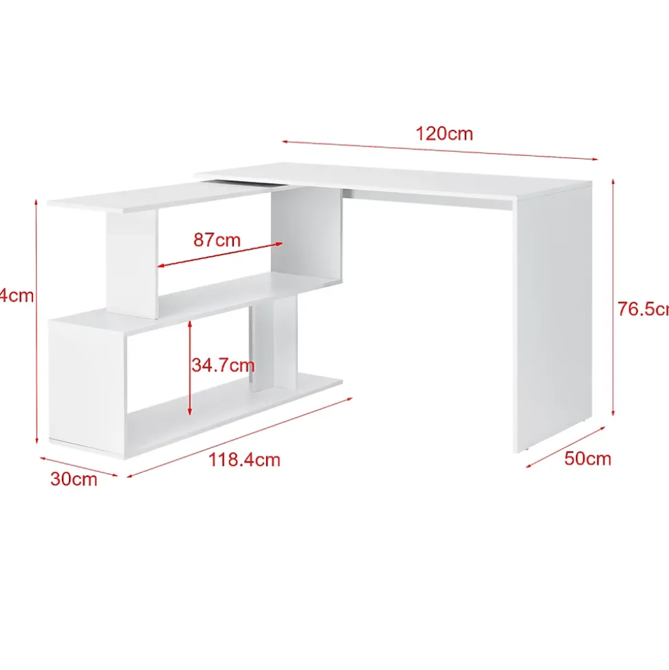 Bureau Gigogne Arendal 77 x 120 x 50 cm Blanc en.casa
