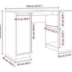 Bureau gris béton 120x42x76 cm bois d'ingénierie vidaXL