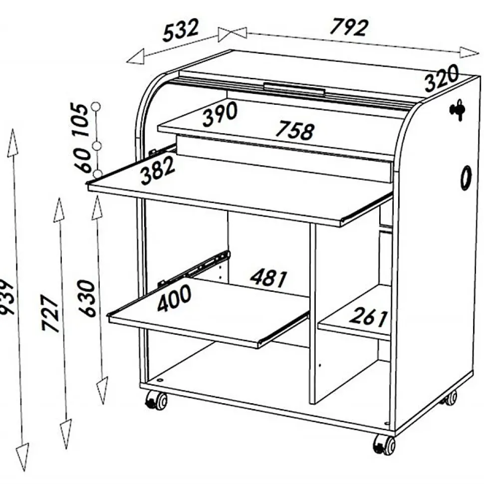 Bureau Informatique - New York 500 - Imitation Chêne - 79.2 cm - 53.2 cm - 93.8 cm