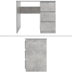 Bureau informatique avec 3 tiroirs table de travail gris avec materiel montage
