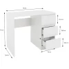 Bureau informatique avec 3 tiroirs table de travail blanc mat + materiel montage