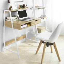 Bureau Informatique avec tiroir et étagère, Cadre métal, FWT63-N, SoBuy