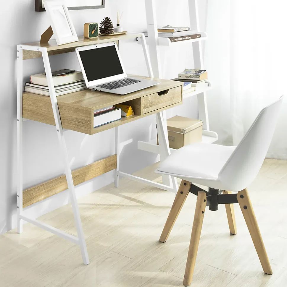 Bureau Informatique avec tiroir et étagère, Cadre métal, FWT63-N, SoBuy