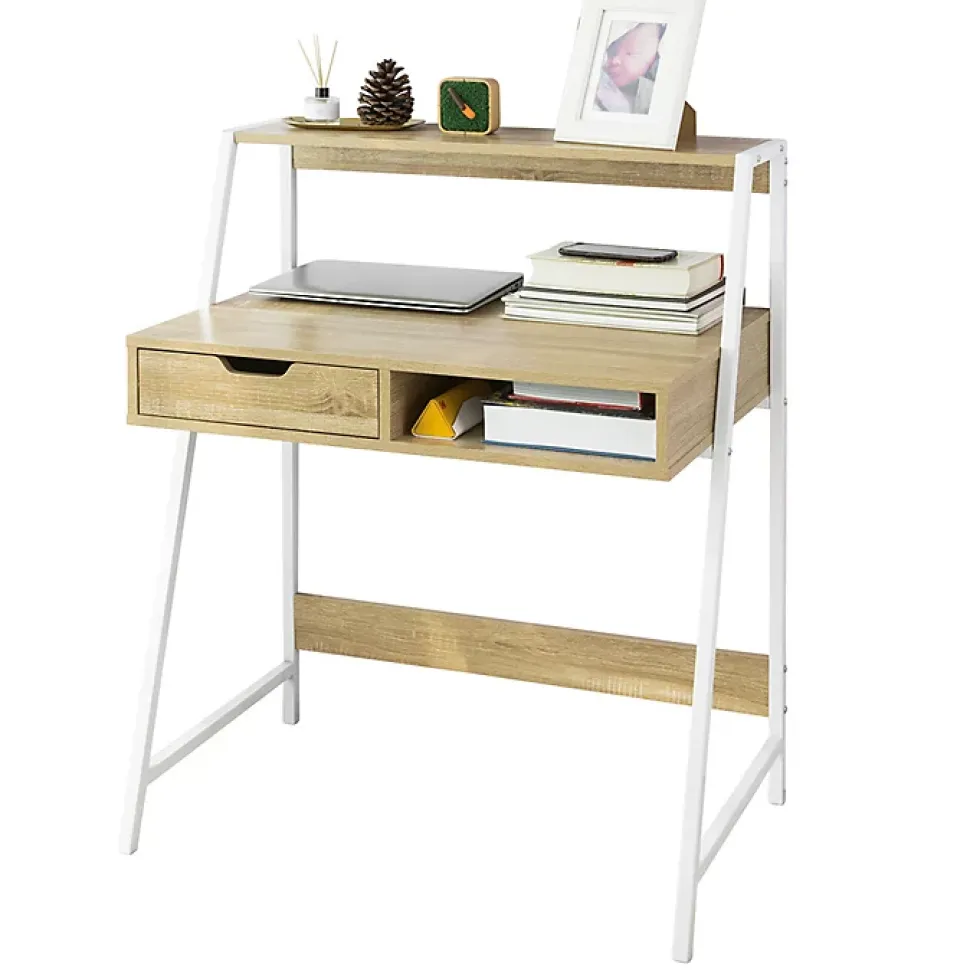 Bureau Informatique avec tiroir et étagère, Cadre métal, FWT63-N, SoBuy